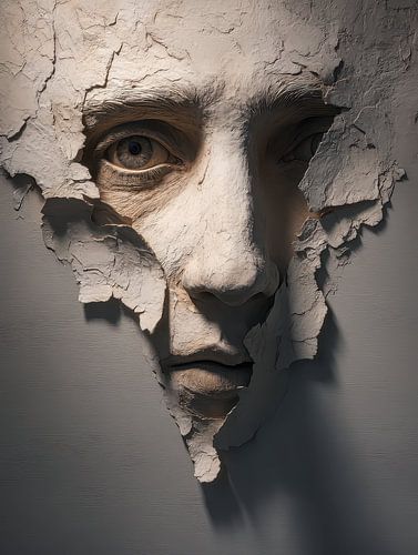 diepte relief gezicht in een witte muur