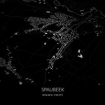 Black-and-white map of Spaubeek, Limburg. by Rezona