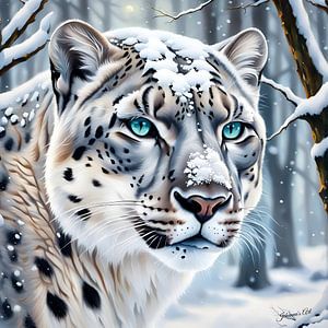 Wildtiere - Porträt eines Schneepanthers (1) von Johanna's Art