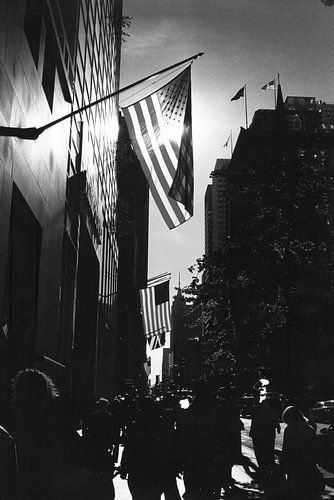 5th Avenue New York City met tegenlicht zwart-wit