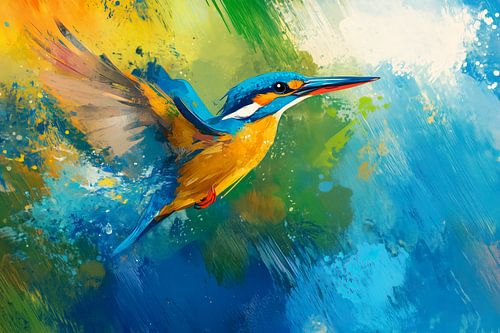 Eisvogel taucht ins Wasser