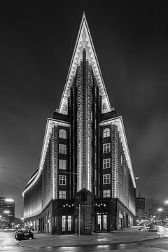 Chilehaus Hamburg zwart-wit van Michael Valjak
