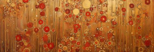 Red Blossoms in Golden Glow