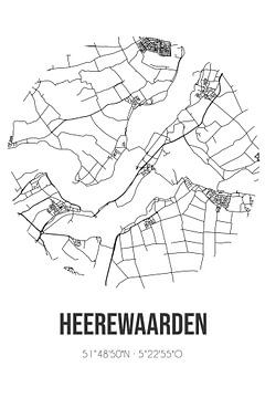 Heerewaarden (Gelderland) | Landkaart | Zwart-wit van Rezona