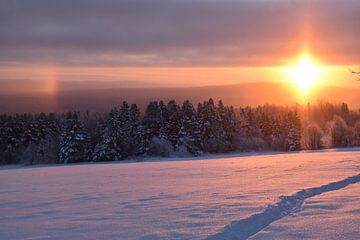 Un lever de soleil un matin froid sur Claude Laprise