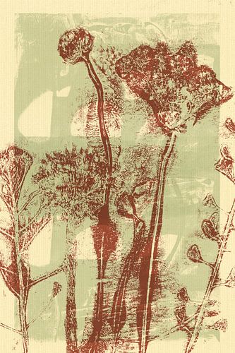 Levendige abstracte minimalistische botanische kunst in zachte pasteltinten