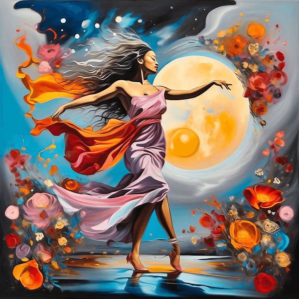 Gemälde einer tanzenden Frau mit Farbe von The Photo Artist