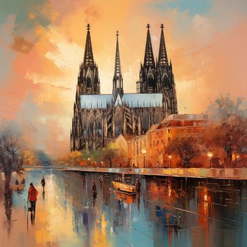 Dom van Keulen (Cologne Cathedral) lichte kleuren van TheXclusive Art