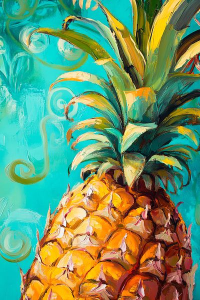 Pineapple in a play of colours - lively and fresh by Poster Art Shop