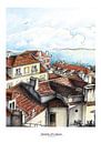 Lissabon Poster 4 - Uitzicht vanaf St. Jorge Castelo van Yeon Yellow-Duck Choi thumbnail
