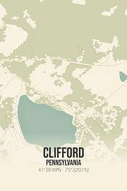 Vintage landkaart van Clifford (Pennsylvania), USA. van Stad & Wand