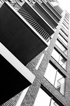 Strijp-S Eindhoven high-rise - Block 59 in black and white by Marianne van der Zee