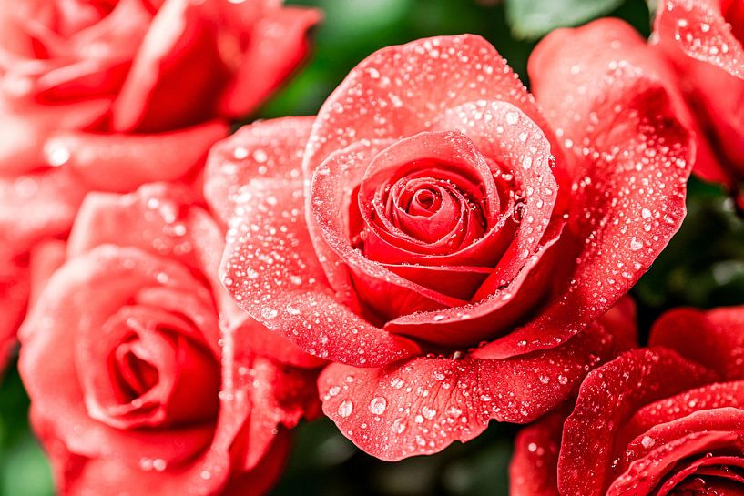 Red roses with water drops by Imperial Art House