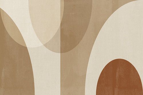 Scandinavische minimalistische kunst in bruine kleuren op linnen