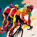 Impressionistisch schilderij met wielrenners. Deel 10 van Maarten Knops thumbnail