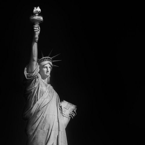 Het Vrijheidsbeeld in Zwart-Wit, Manhattan, New York City