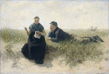 Jongen en meisje in het duin