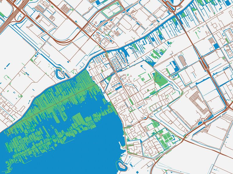Kaart van Aalsmeer in de stijl Urban Ivory van De Kaartenwinkel