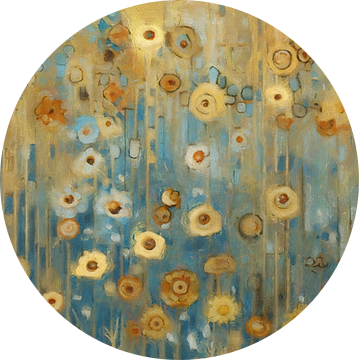 Bloemenregen in Blauw en Goud van Whale & Sons