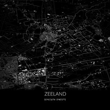Zwart-witte landkaart van Zeeland, Noord-Brabant. van Rezona