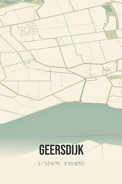 Vintage map of Geersdijk (Zeeland) by Rezona