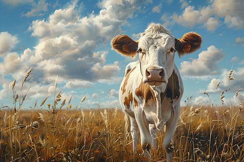 Schilderij van Koe | Vrolijke Koe Schilderij | Koeien Schilderij