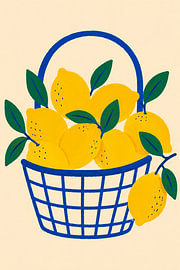 Gelbe Zitronen im Korb – Mediterrane Obstkunst von DesignDoodle