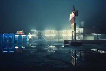 Amerikaans Motel bij nacht