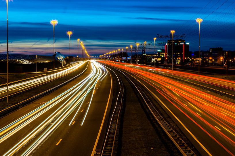 snelweg A2 by night von Hans Verhulst