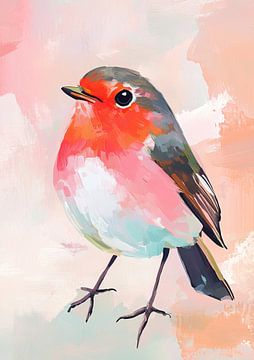 Bird painting | Robins in Pastel Shades by Wonderful Art