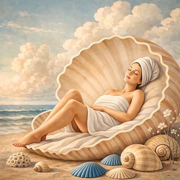 Woman in Shell – Retro Style & Wellness