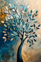 Peinture arbre | Peinture colorée salle de séjour | Abstrait