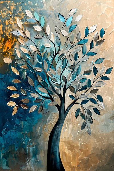 Peinture arbre | Peinture colorée salle de séjour | Abstrait par AiArtLand