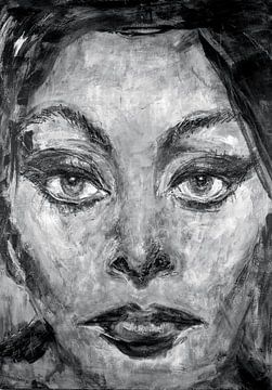 Schilderij van filmster Sophia Loren -  een portret van Liesbeth Serlie