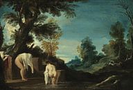 Landschaft mit badenden Frauen, Guercino von Meisterhafte Meister Miniaturansicht