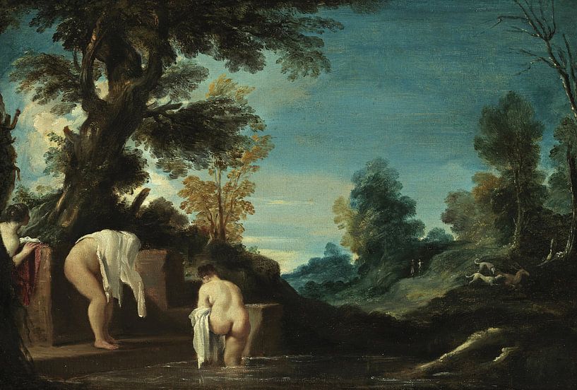 Landschaft mit badenden Frauen, Guercino von Meisterhafte Meister