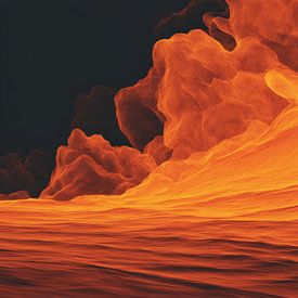 Flammen in Bewegung Feurige Landschaft in abstraktem Glühen von Eva Lee