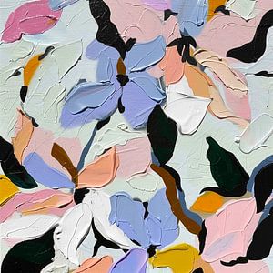 Farbenfrohe Blumenexplosion mit reichen Texturen und Impasto