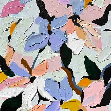 Kleurrijke Bloemenexplosie met Rijke Texturen en Impasto van Color Square