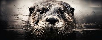 Otter in Water | Otter Portret van ARTEO Schilderijen
