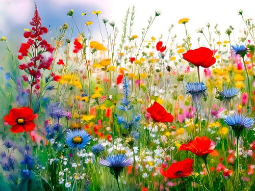 Summer! Field flowers among the grass