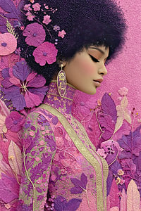 Kunst Frau mit Blumen