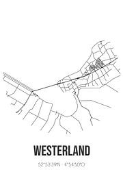 Westerland (Noord-Holland) | Karte | Schwarz und Weiß von Ortsdrucke