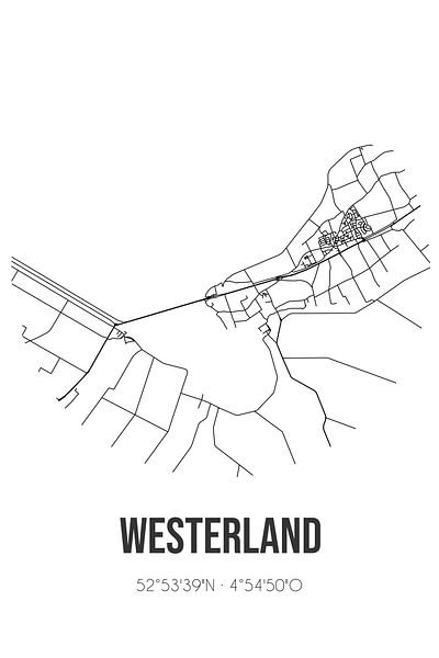 Westerland (Noord-Holland) | Map | Black and white by Prints of Place
