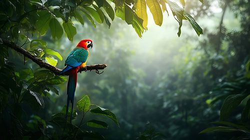 Levendige Ara in weelderig tropisch regenwoud