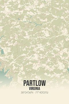 Vintage landkaart van Partlow (Virginia), USA. van MijnStadsPoster