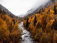 River in Autumn mountain scenery