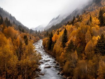 River in Autumn mountain scenery by Digital Picture Bakery