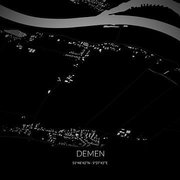 Schwarz-weiße Karte von Demen, Nordbrabant. von Rezona