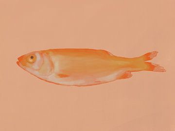 Goudvis op zalmroze van Anna Benge
